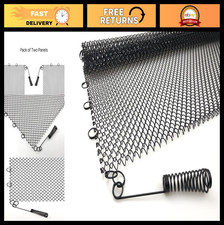 Fireplace Mesh Screen Curtain - Black Two Panels, 20"H x 24"W, Rod Kit Not Inclu