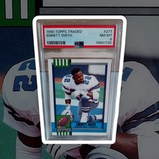 1990 Topps Traded  EMMITT SMITH #27T Rookie Football Card PSA 8  HOF  Cowboys. rookie card picture