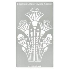 Aleks Melnyk No.459 Metal Stencil, Swirls, Egyptian Lotus 4 x 7 inch, Silver