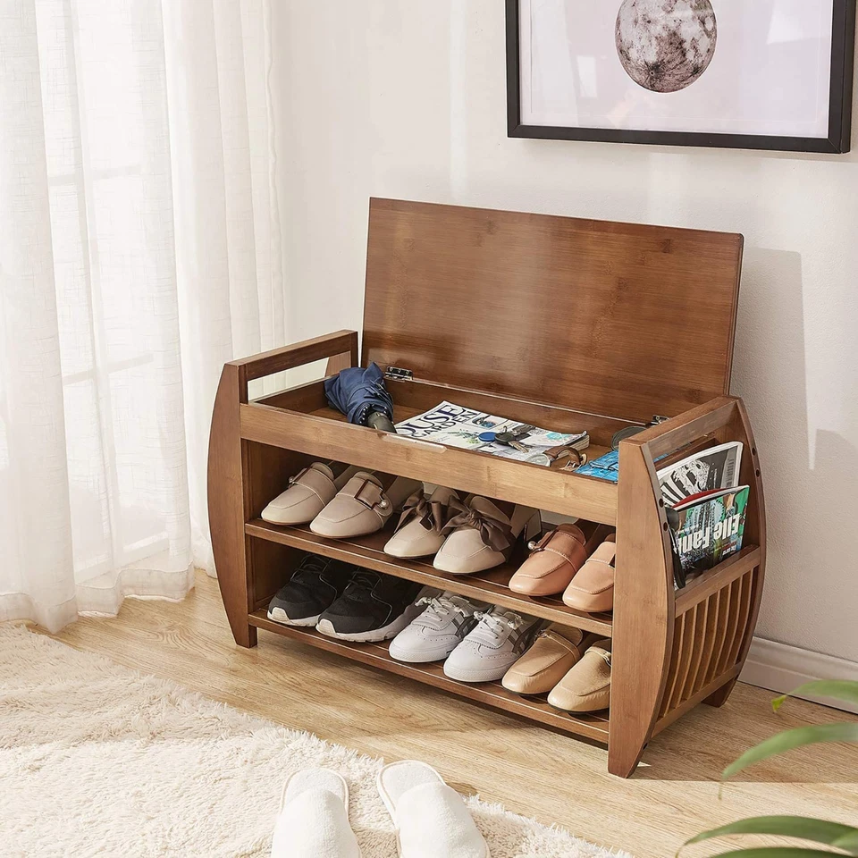 Discount Space Saving Multifunctional Storage Bench Shoe Rack Magazine Holders - Image 4 of 4