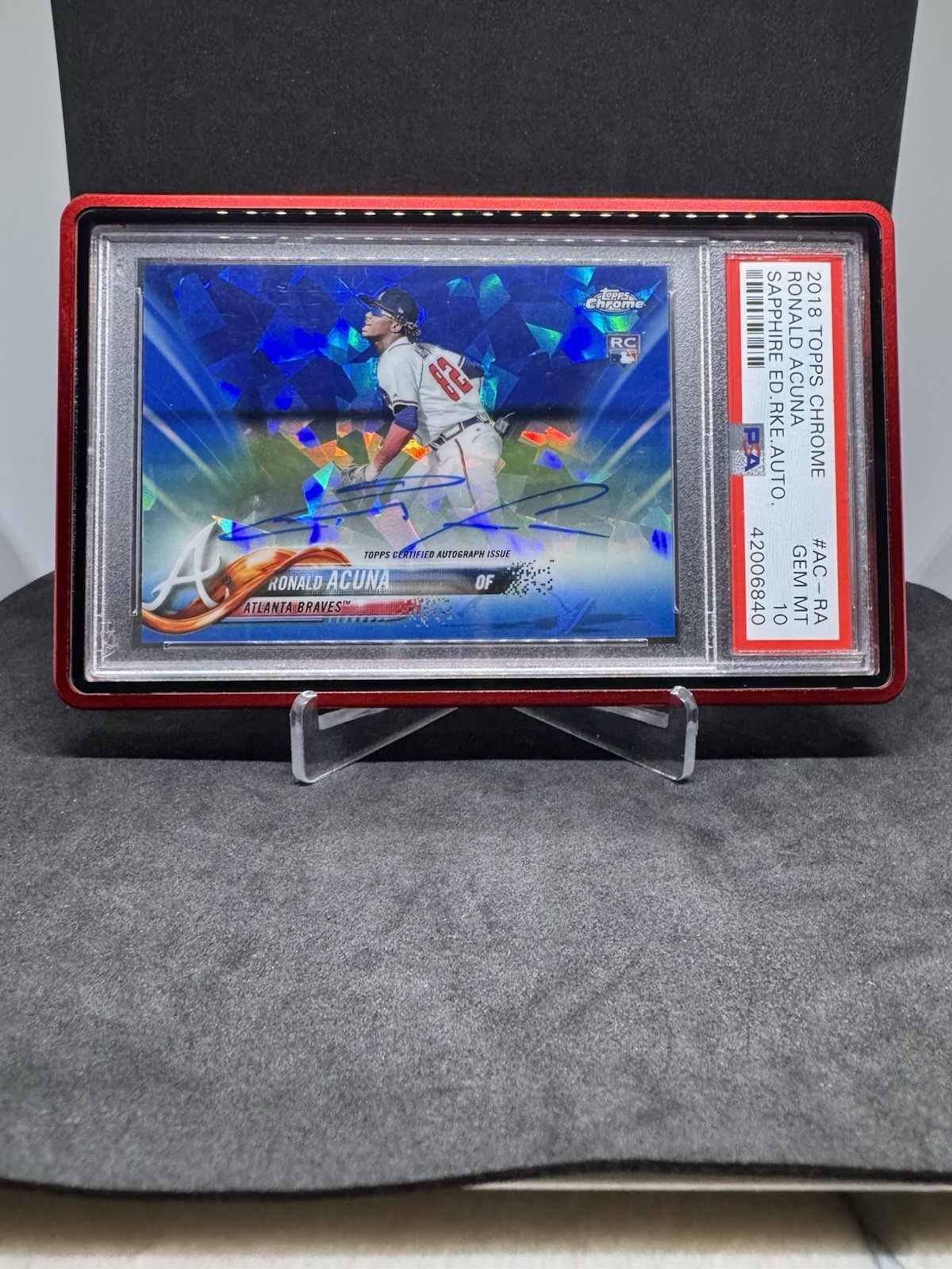 2018 Topps Chrome Sapphire Ronald Acuna Jr. Rookie Auto PSA 10 Braves RC