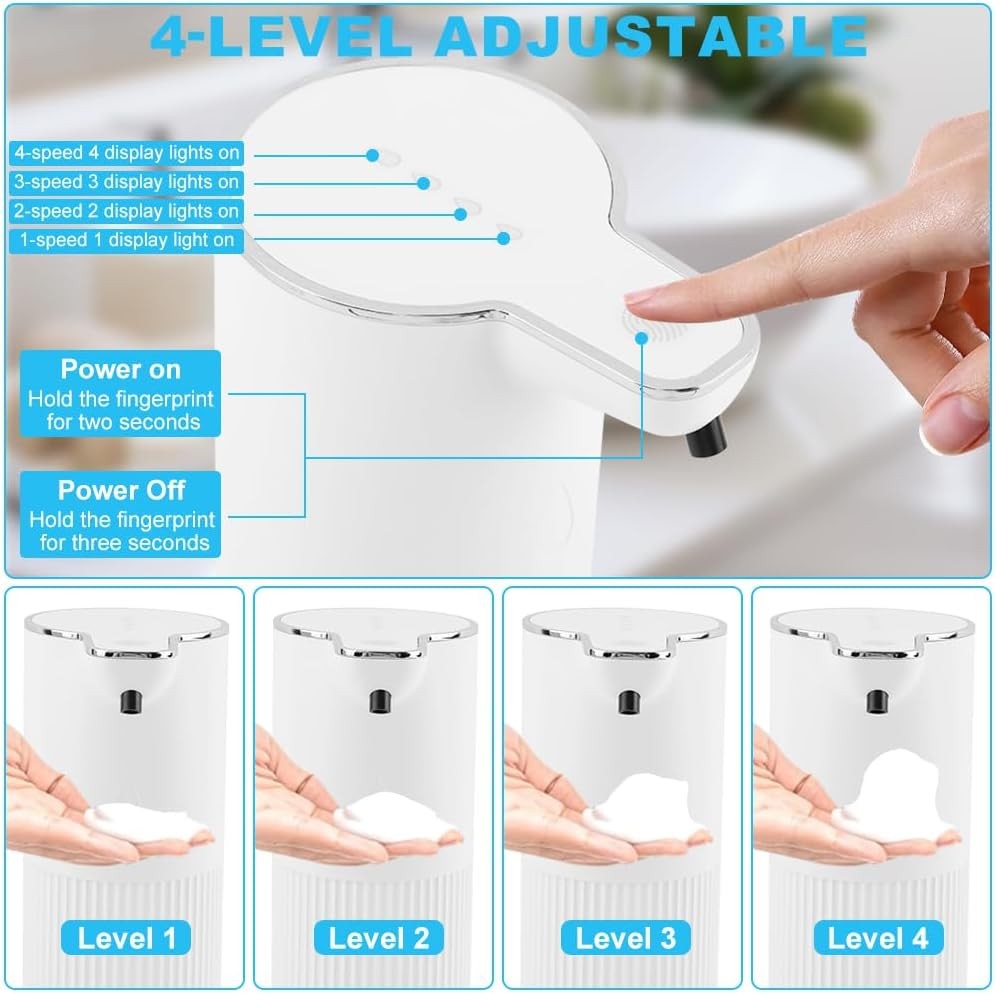 CALIDAKA Automatic Foaming Soap Dispenser,Touchless Soap Dispenser with 4-Level
