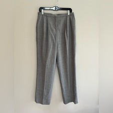 Pendleton Vintage 100 Wool Pleated Straight Leg Trousers in Grey, size 10