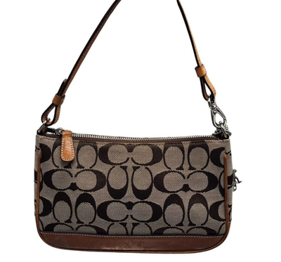 COACH ボディバッグ ベージュ/黒 Coach Signature Demi mini Pouch Hand Bag Canvas Leather Beige 6094