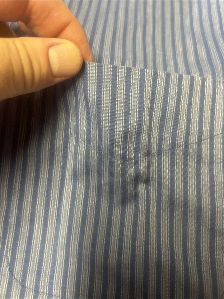 Camisa de vestir Covington para hombre manga corta talla XXL azul a rayas abotonadas Foto 3 de 4