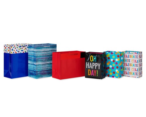 Gift Bag Assortment for Birthdays, Weddings, Baby or Bridal Showers (6 Bags, ...