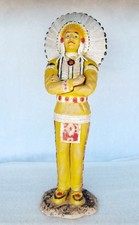 Vintage Native American Indian Chief Plastic Figure Headdress 10-3/8" Tall HTF