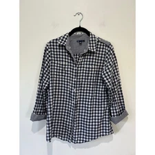 GAP button down blouse size S 100% cotton blue buffalo plaid lightweight