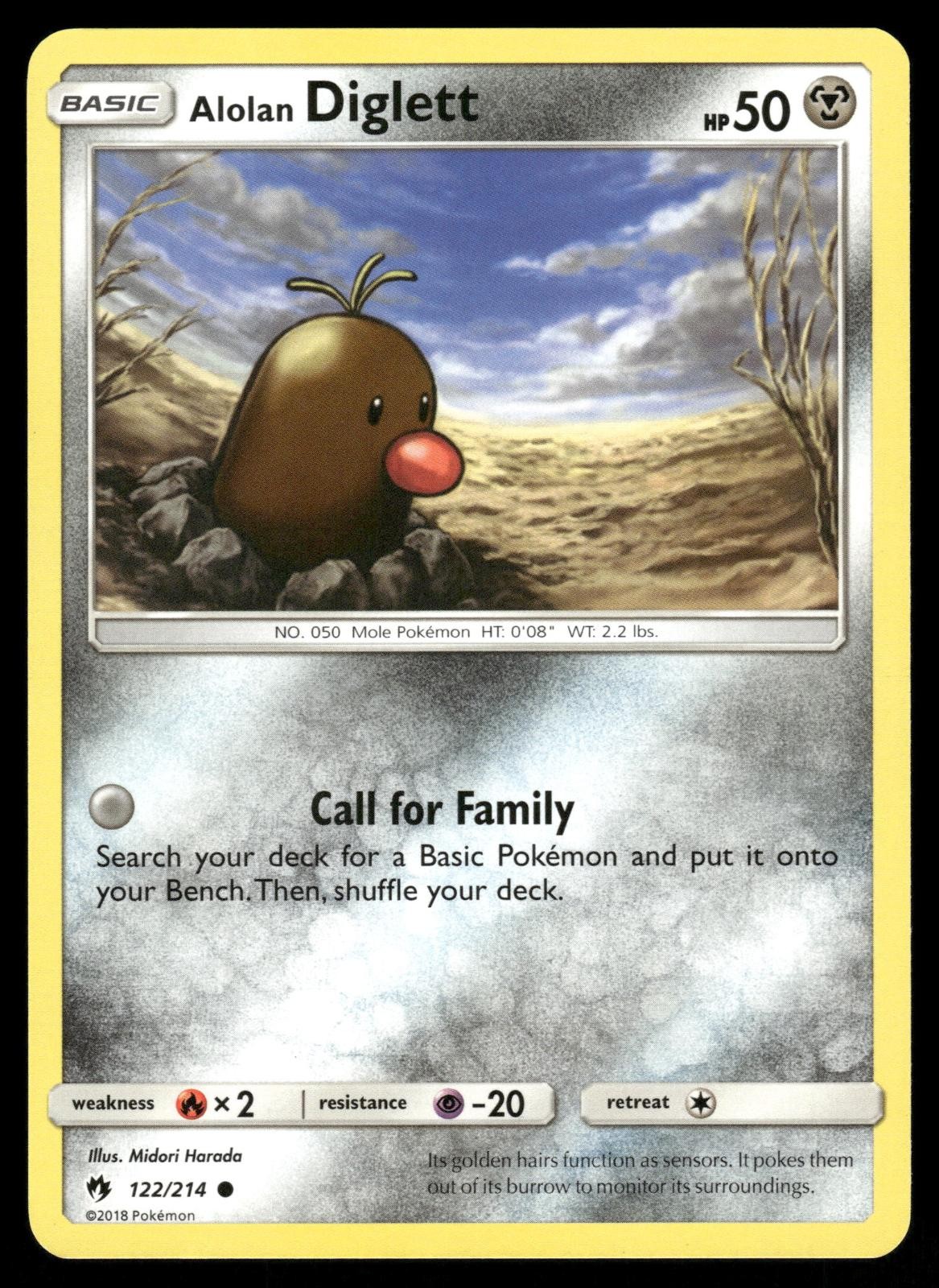 Alolan Diglett 122/214 Common Lost Thunder Pokemon NM