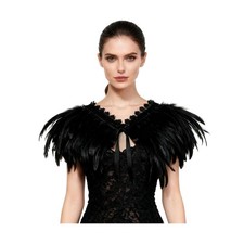 L'VOW Women's Real Nature Feather Shrug Cape Lace Shawl Collar ... FAST USA SHIP