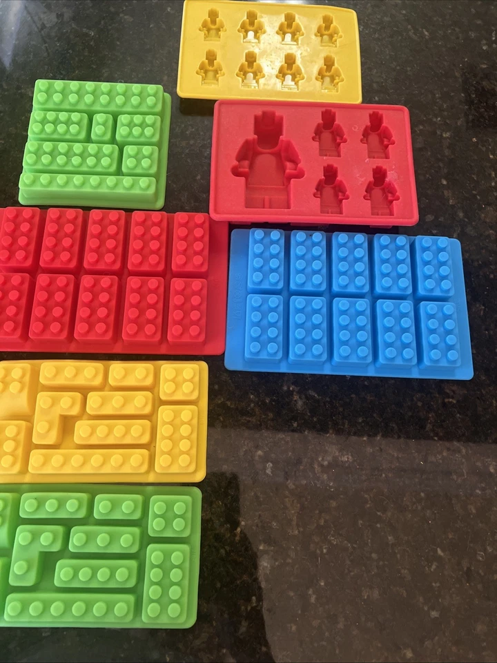 Lot of 7 Lego Brick Mini Figure Silicone Molds Candy Modern Gummy Ice Cube Tray - Image 4 of 4