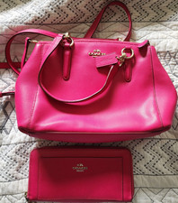 Coach Pink Pebbled Zip Satchel Top Handle Cro...
