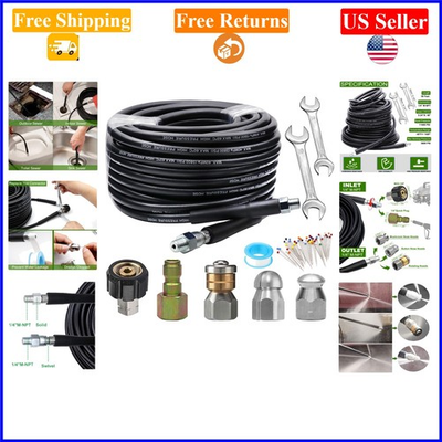#ad 50ft Sewer Jetter Kit for Pressure Washer 5800PSI with Nozzles amp; Accessories $66.14