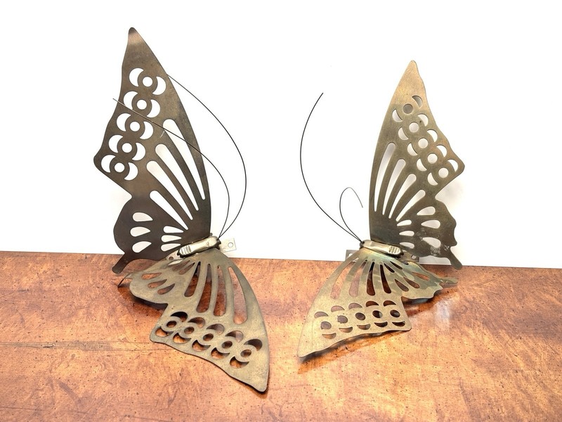 Brass Butterfly Taper Candle Holders. Giftcraft. VTG 1970s. Pair of 2. Taiwan