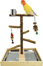 Bird Perch Natural Wood Stand Parakeet Playground Toy Parrot Play Stand Platform
