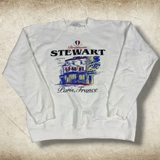 Vintage 90 s Paris France Sweatshirt Men s Size L White Pullover Graphic Retro
