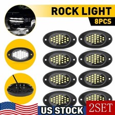 8X White LED Rock Light Underbody Underglow Light For Offroad Truck ATV UTV Y