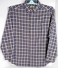 Woolrich Men XL Navy Ivory Gold Plaid LS Button Shirt 100 Cotton Casual NWT