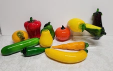 12 Vintage Murano Style Glass Fruit & Vegetables Hand Blown Art Deco 