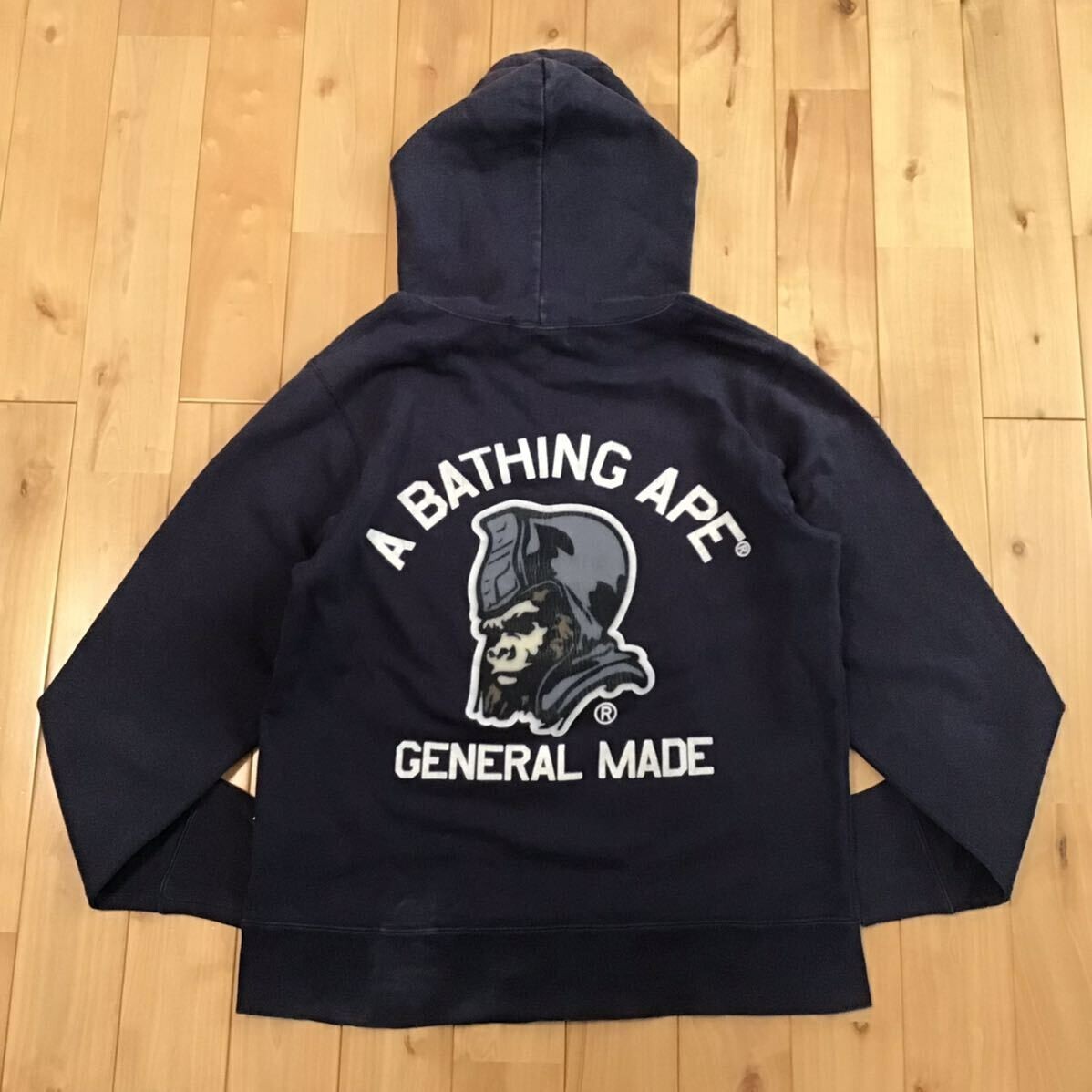 BAPE General Logo pullover hoodie Navy A Bathing Ape Size M | eBay