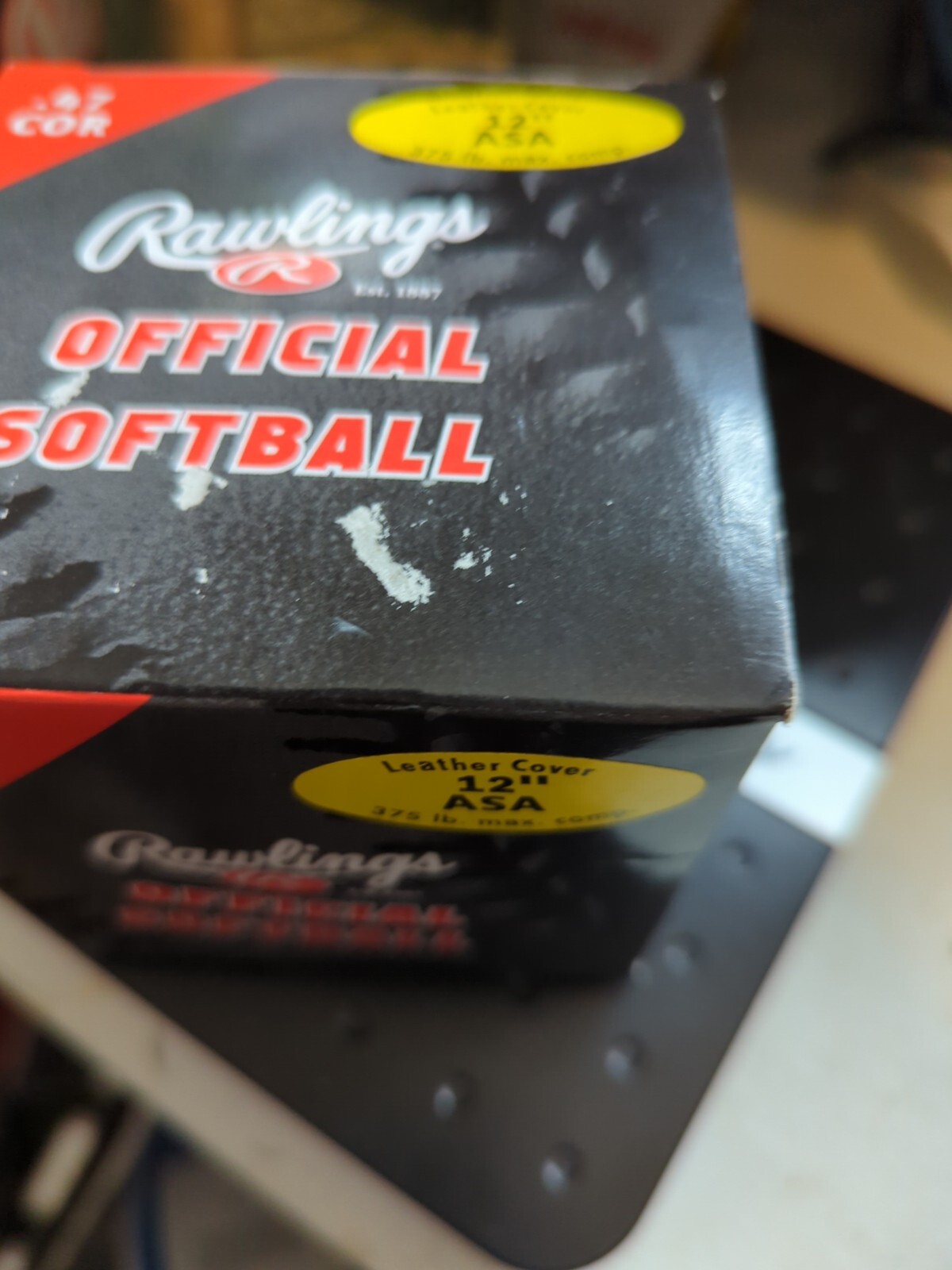 Balle De Softball Officielle Rawlings ASA 12 Pouces - Cuir, Couture Surélevée, Compression 375, Blanche