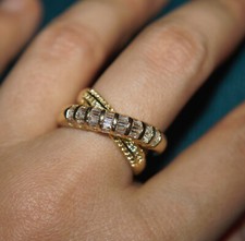 elegant zirconia ring yellow rose gold plate jewelry evening wedding engagement