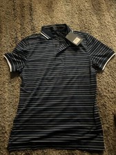 G/FORE Multi Stripe Tech Pique Golf Polo Shirts Stretch Ink Blue Small Nwt 120