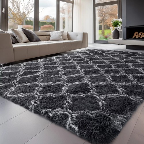 Fluffy Rugs Anti-Slip Large Shaggy Rug Super Soft Mat Living Room Bedroom Carpet - Picture 51 of 56