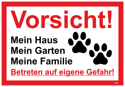 Caution My House My Garden My Family Sticker 23x16cm D-071