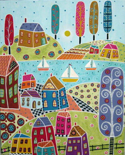 Rug Hooking Craft Paper Pattern DOWN BY THE WATER Folk Art PRIM Karla Gerard - Picture 2 of 3