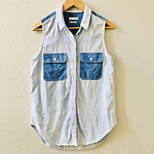 Rag Bone Chambray Utility Sleeveless Top Size Medi
