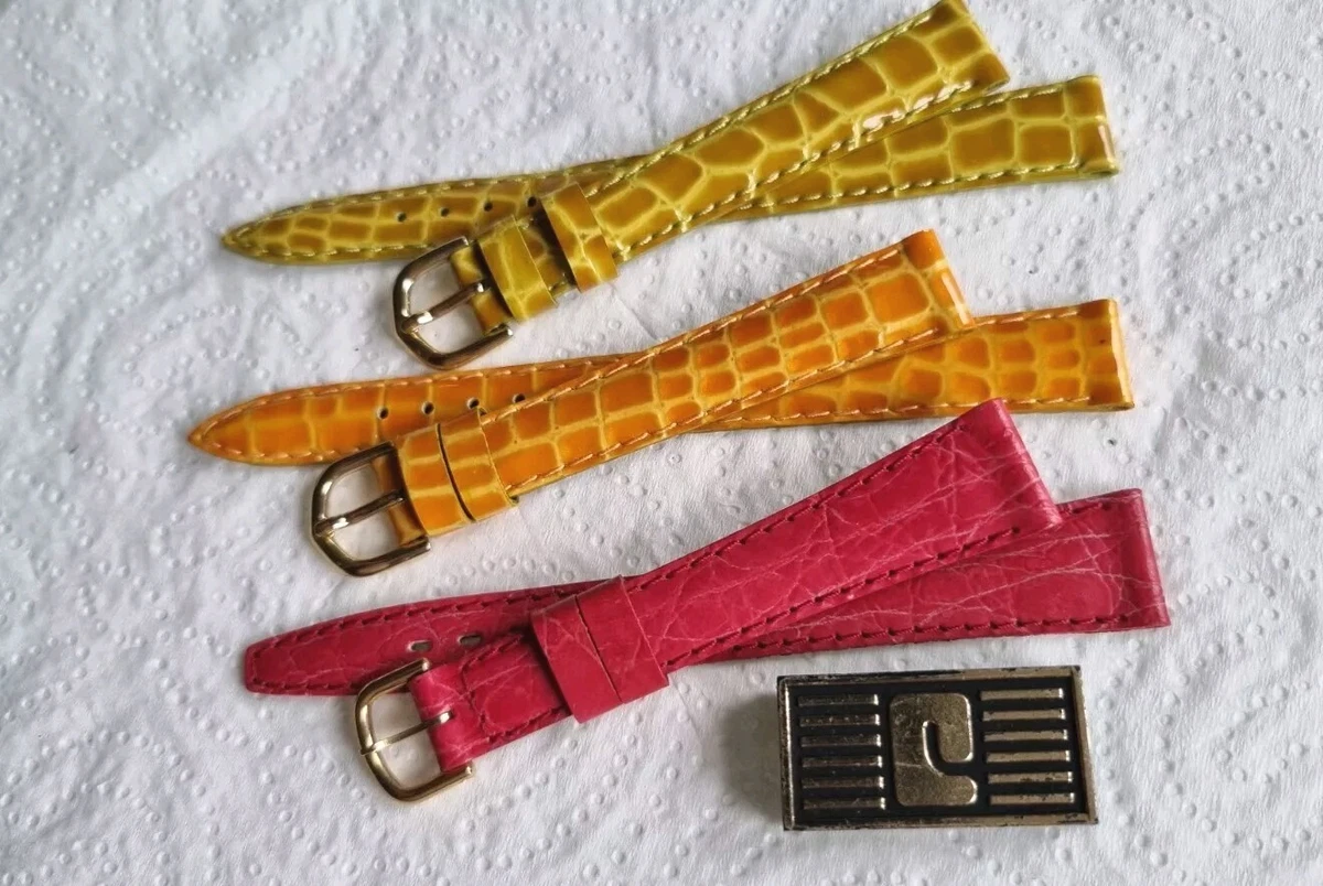 Bracelet Montre Cuir Véritable 13mm – Façon Crocodile Bordeaux, Vintage NEUF
