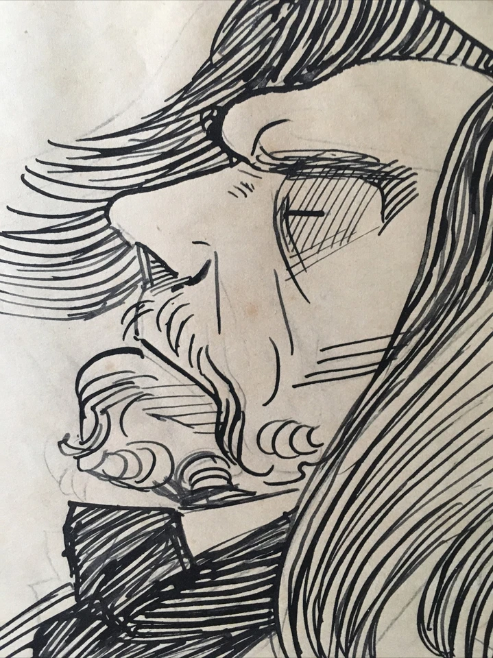 Ferdinand Bac (1859-1952) « Eugène Delacroix » dessin original 1950,signé - Photo 3/4