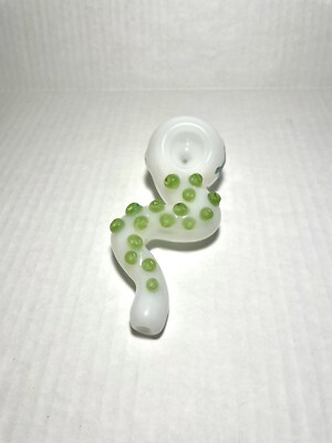 Chameleon Glass Calamari Themed White Tobacco Hand Pipe Spoon