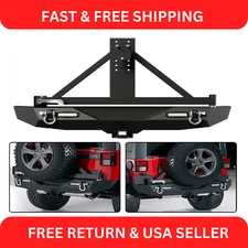 Rear Bumper w/ Tire Carrier LED Lights for Jeep Wrangler JK Unlimited 2007-2018