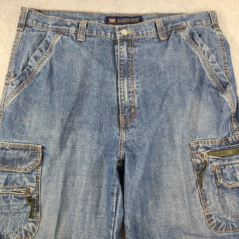 Vtg Faded Glory Cargo Denim Jeans Tag 40x34 Act 40x32 Pockets Loose Baggy Y2K - Image 2 of 4