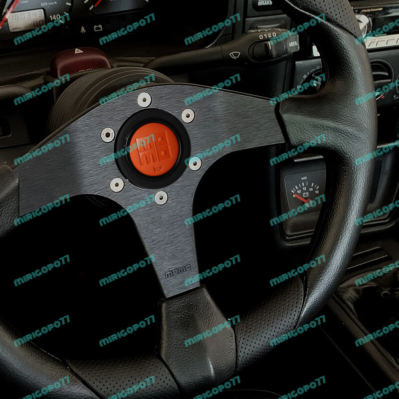 JDM Orange Steering Wheel Horn Button Heritage Leather Embossed