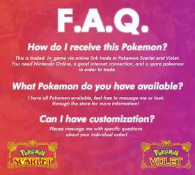 Any Pokemon 6IV / Shiny / Custom for Scarlet and Violet