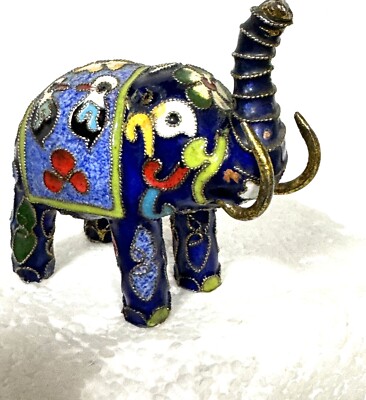 Cloisonne Painted metal Elephant Figurine See Pictures ***Some Rust 3 