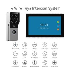 10'' WIFI Monitor Wired Intercom Unlock Video Record Remote Tuya APP IR Doorbell