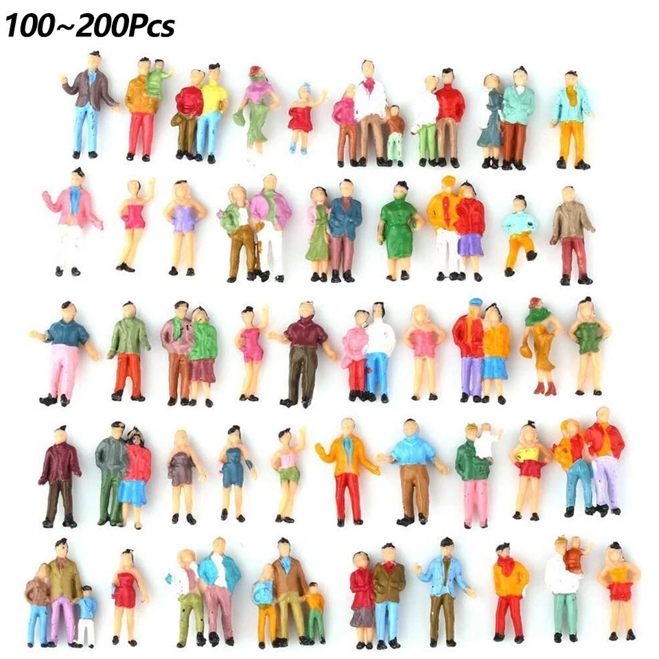100/200 Pcs 1:87 HO Scale Painted Figures Model People Passengers ( Lots Poses) - Image 2 of 2