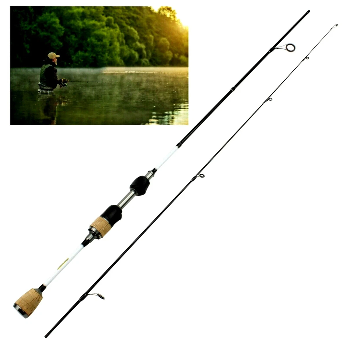 Ultralight Spinning Fishing Rod Carbon Fiber 2 Sections Solid Tips