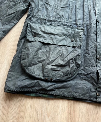 Vintage Barbour Durham Navy Blue Waxed Jacket A6 C42/107cm - Picture 3 of 20
