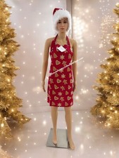 Christmas Red Gingerbread Cookies Kitchen Apron Holiday Baking New