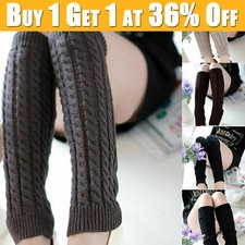 Women Ladies Warm Winter Leg Warmers Long Knit Knitted Crochet Socks Leggings~