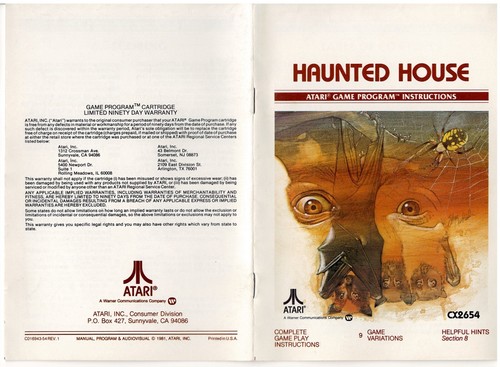 VTG Atari Haunted House Game Cartridge CX2654 (1981) w/Manual & Catalog, Tested - Picture 7 of 20