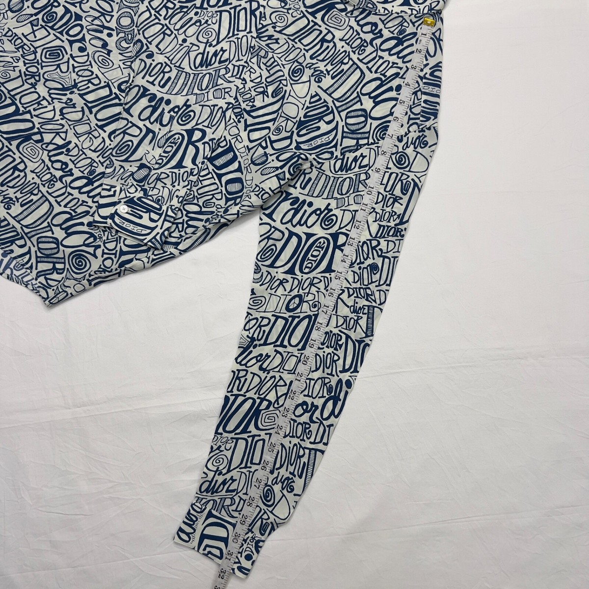 Dior x Shawn Stussy White & Blue Swirl Logo Printed Shirt Dior x Shawn Stussy White & Blue Swirl Logo Printed Shirt
