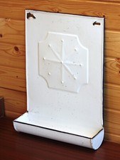 Vintage 52cm French Enamel Kitchen Rack - Utensil Holder Drip Tray Kitchen Rail