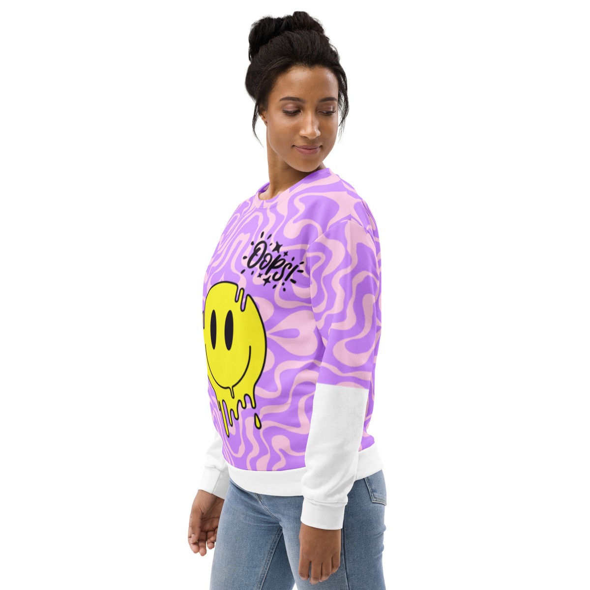 mauve smiley face sweatshirt