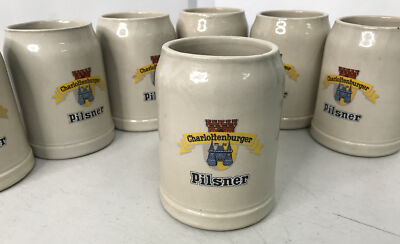 Vintage Lot Of 7 RASTAL 1980 Charlottenburger Pilsner W. Germany Beer Mugs Used